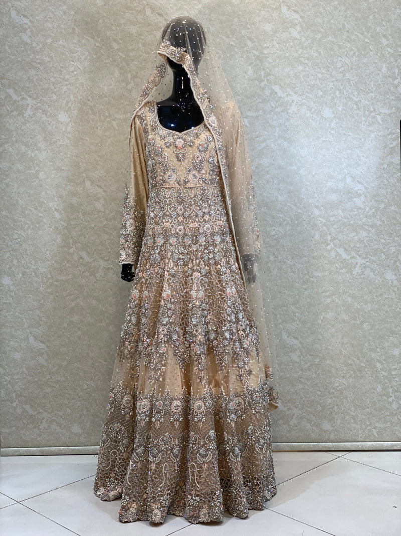 Peach bridal gown