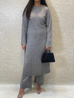 GREY PATTERNED KNITTED TROUSER