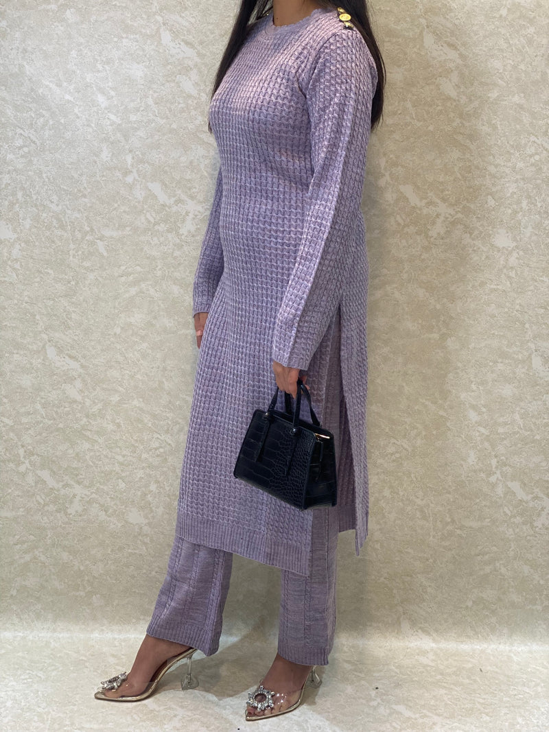 LILAC PATTERNED KNITTED TROUSER